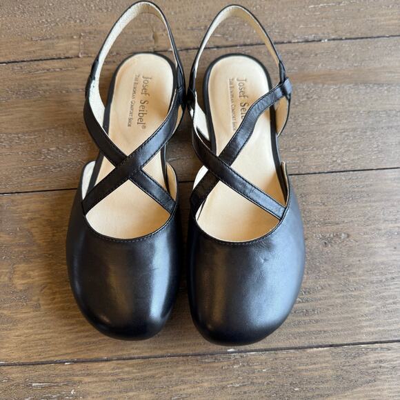 Josef Seibel Women's Sz US 6-6.5 EU 37 Black Fiona Ballet Flat Comfort NEW - Picture 1 of 11